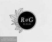 Wedding Monogram Stamp, Custom Rubber Stamp #044 by Starboard Press - Starboard Press