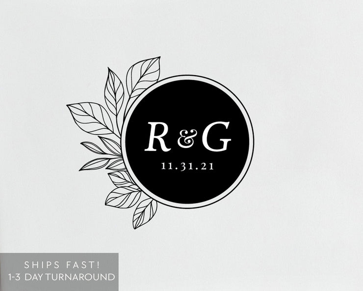 Wedding Monogram Stamp, Custom Rubber Stamp #044 by Starboard Press - Starboard Press