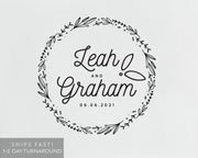 Wedding Monogram Stamp, Custom Rubber Stamp #045 by Starboard Press - Starboard Press