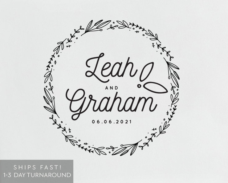 Wedding Monogram Stamp, Custom Rubber Stamp #045 by Starboard Press - Starboard Press