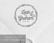 Wedding Monogram Stamp, Custom Rubber Stamp #045 by Starboard Press - Starboard Press