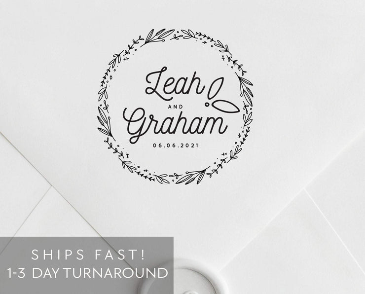 Wedding Monogram Stamp, Custom Rubber Stamp #045 by Starboard Press - Starboard Press