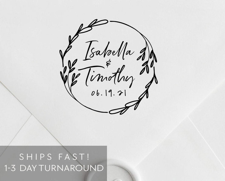 Wedding Monogram Stamp, Custom Rubber Stamp #046 by Starboard Press - Starboard Press